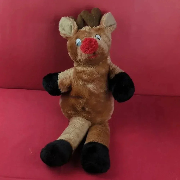 Vintage Rudolf The Red Nosed Reindeer Hand Puppet, By Animal Express, 70s - Picture 1 of 10